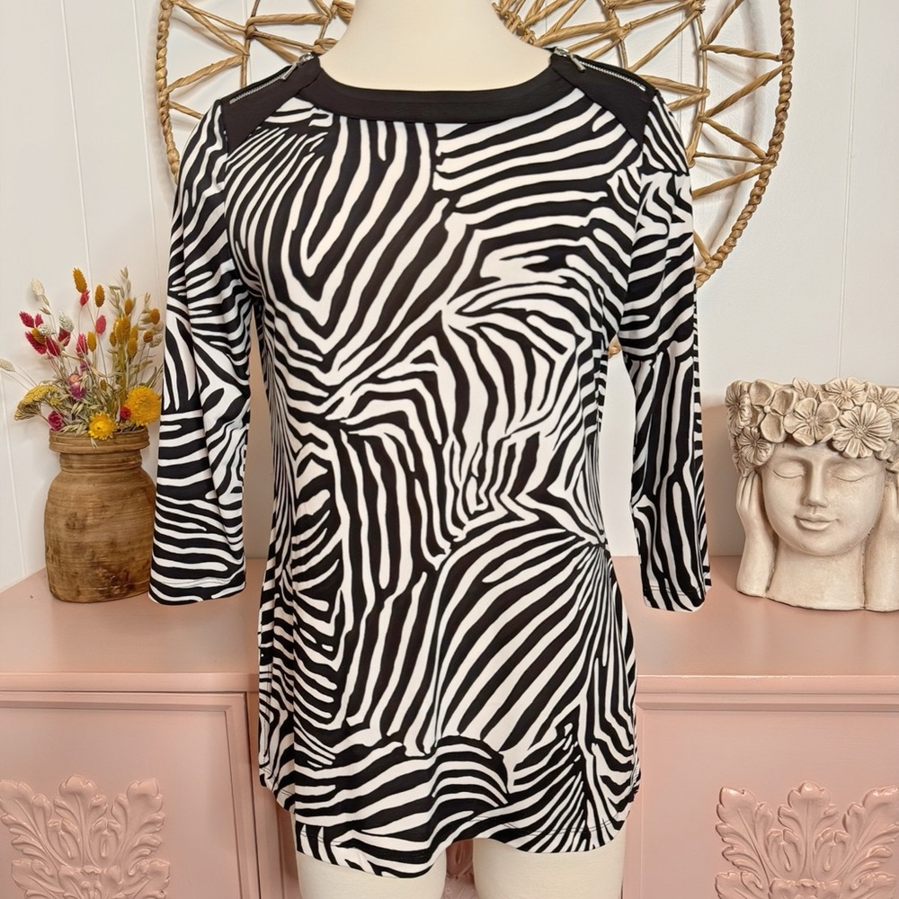 Chico's‎ Black and White Zebra Print Blouse